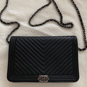 Chanel Boy WOC Black Chevron